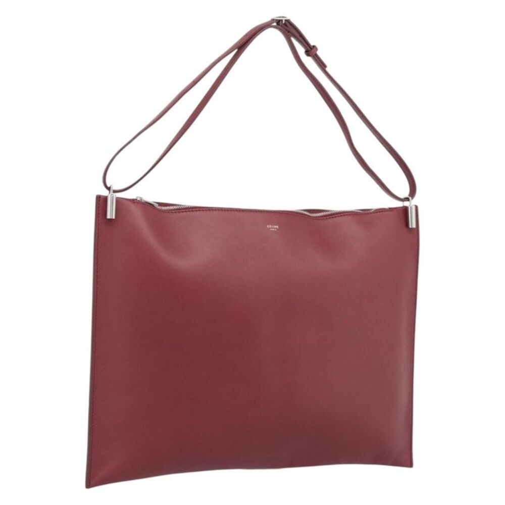 Celine Fortune Cookie Convertible Leather Burgundy Leather Shoulder Bag Bag
